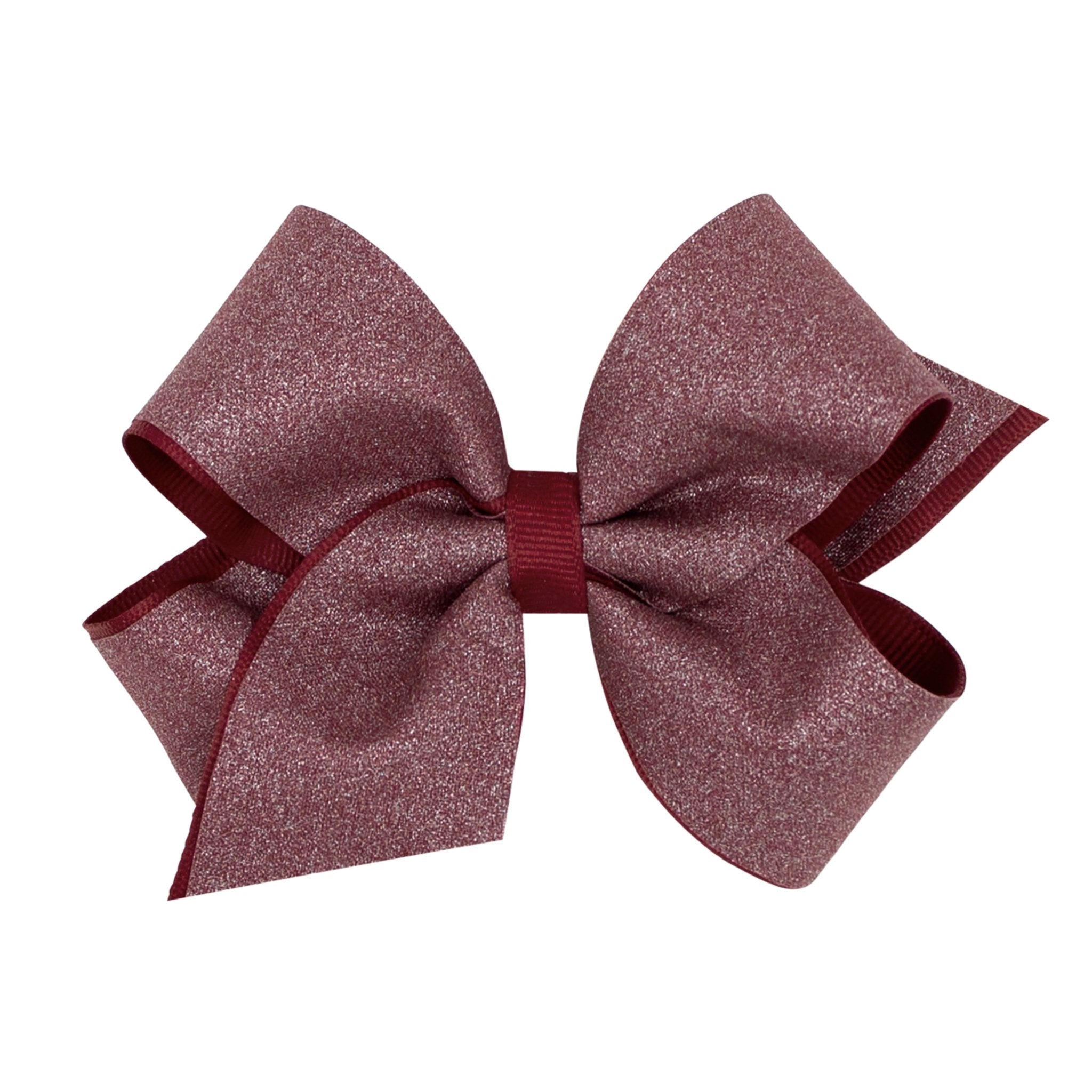 Medium Shimmer w/ Grosgrain Overlay - Cranberry Kids Hair Accessories Wee Ones