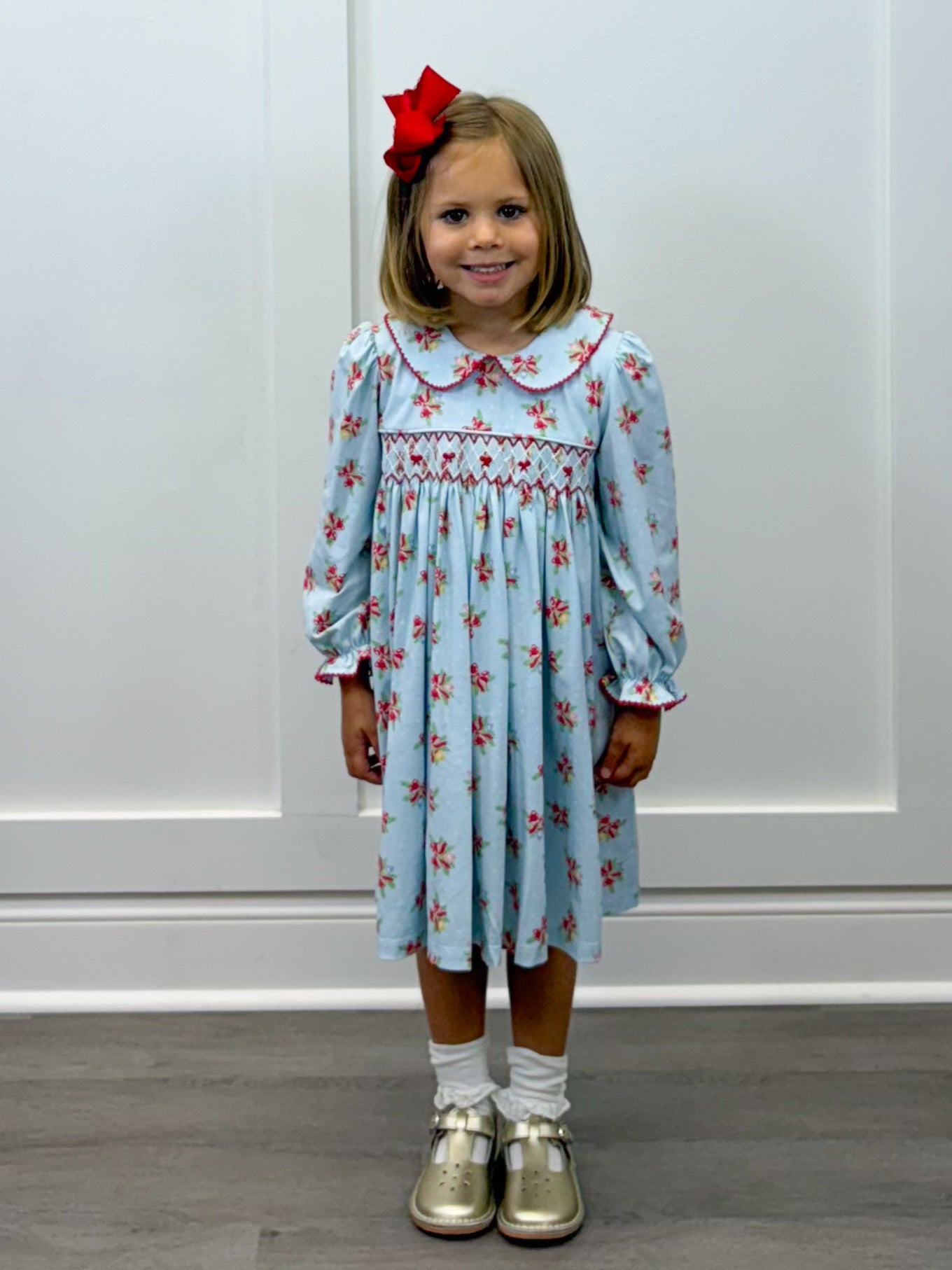 Merry & Bright Smocked Geo Dress Girls Play Dresses Banana Split
