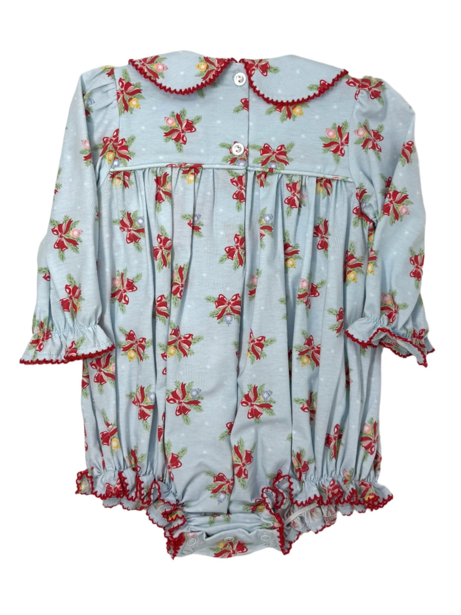 Merry & Bright Smocked L/S Bubble Girls Play Dresses Banana Split