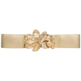 Metal Flower Design Elastic Belt - Gold Misc Accessories anbfashion