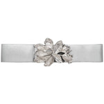 Metal Flower Design Elastic Belt - Silver Misc Accessories anbfashion