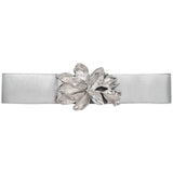 Metal Flower Design Elastic Belt - Silver Misc Accessories anbfashion