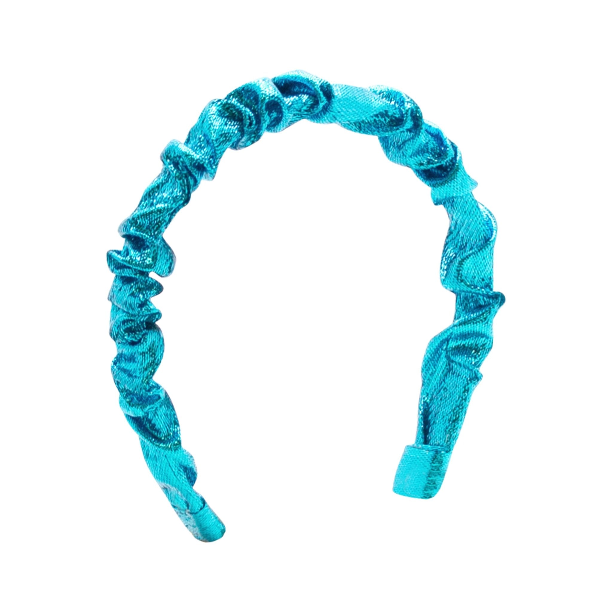 Metallic Ruffle Headband - Turquoise Kids Hair Accessories Wee Ones