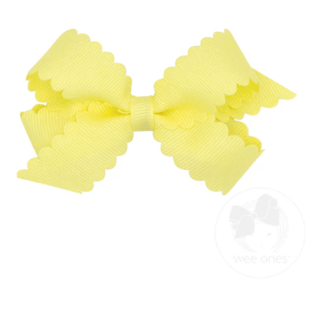 Mini Grosgrain Scallop Edge Bow - Light Yellow Kids Hair Accessories Wee Ones