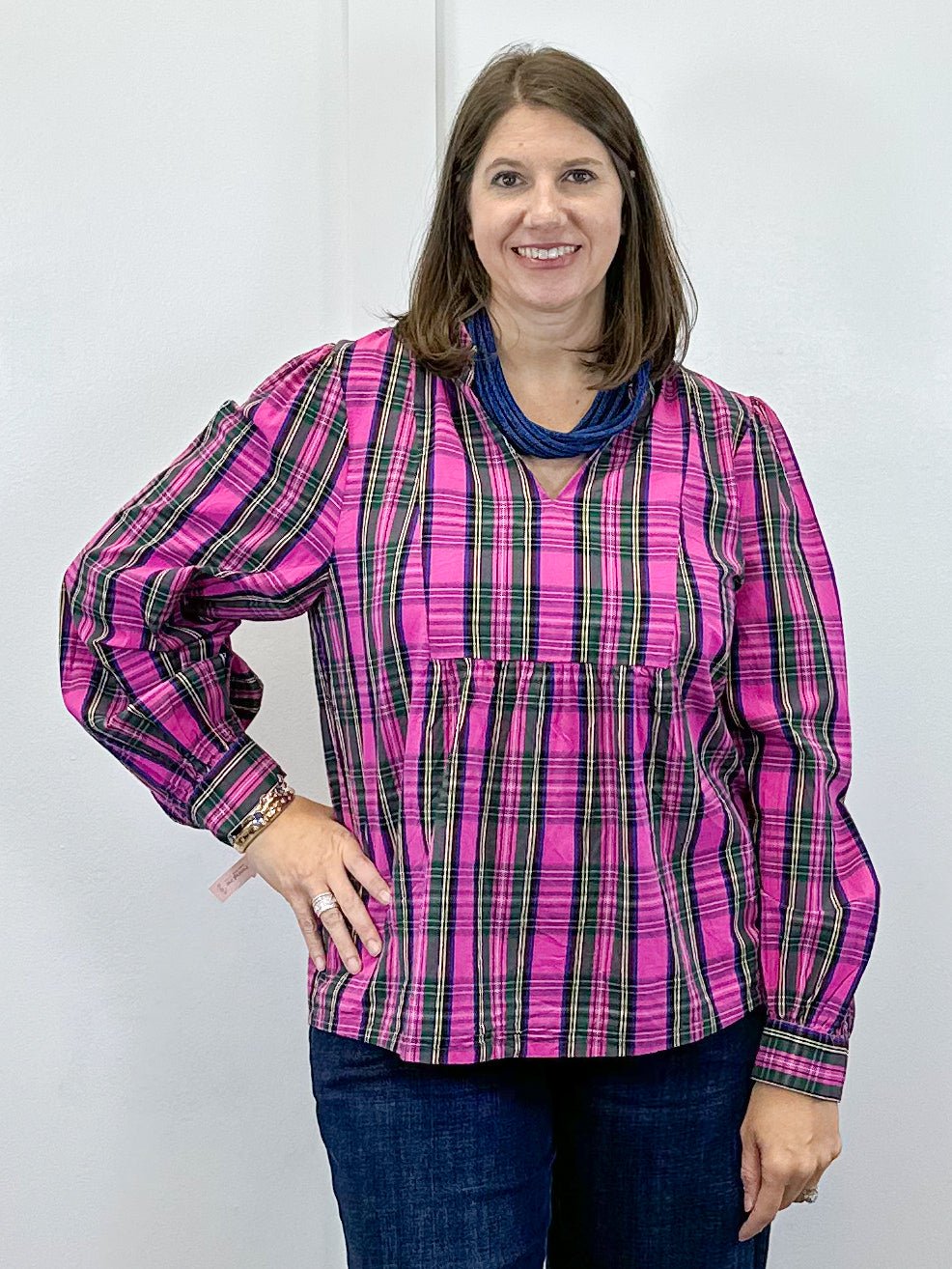 Mitzy Plaid Top Tops Mudpie