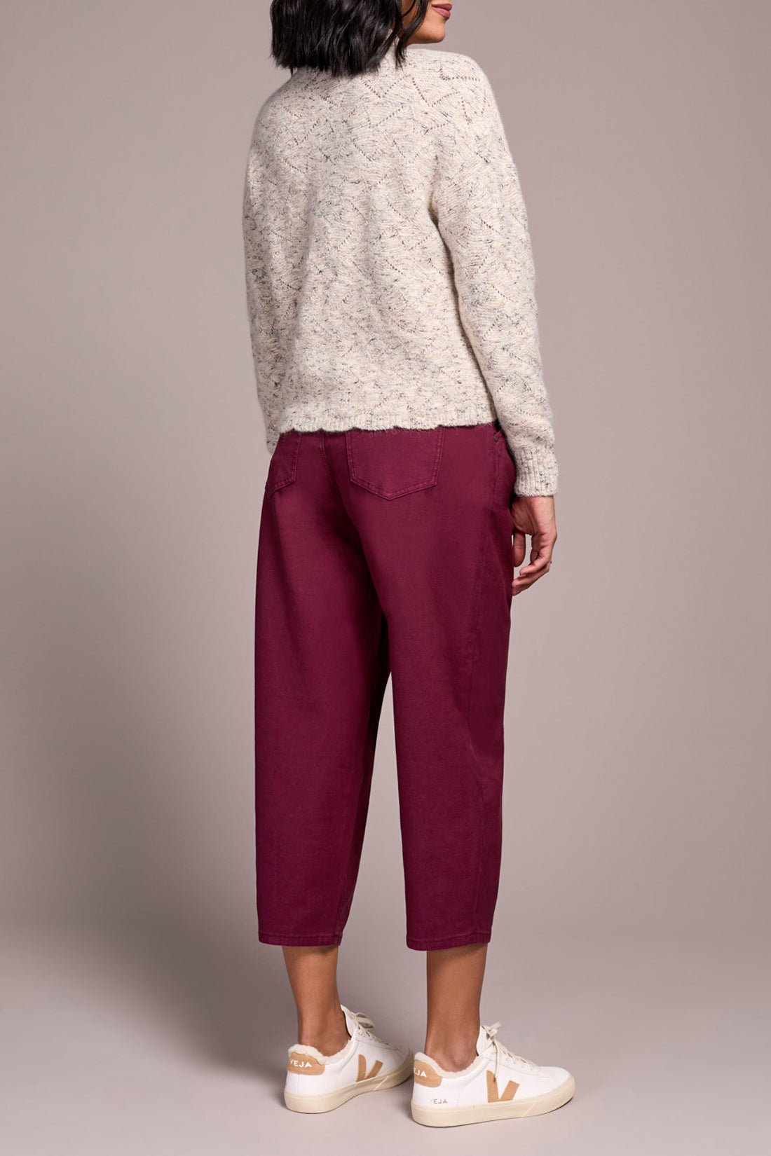 Mock Neck Puff Sleeve High Low Sweater - Cream Sweaters Tribal