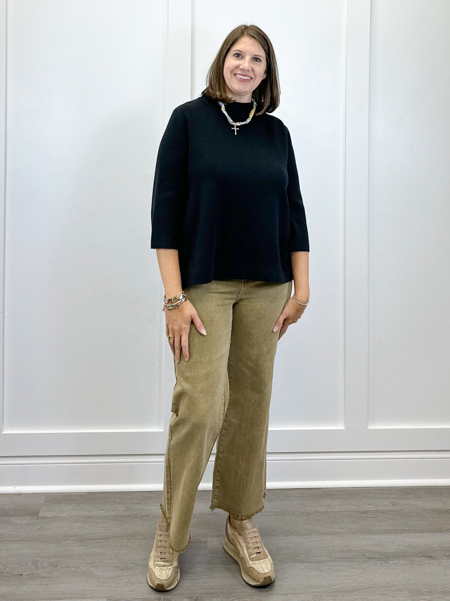 Mock Neck Pull Over Sweater - Black Sweaters FATE