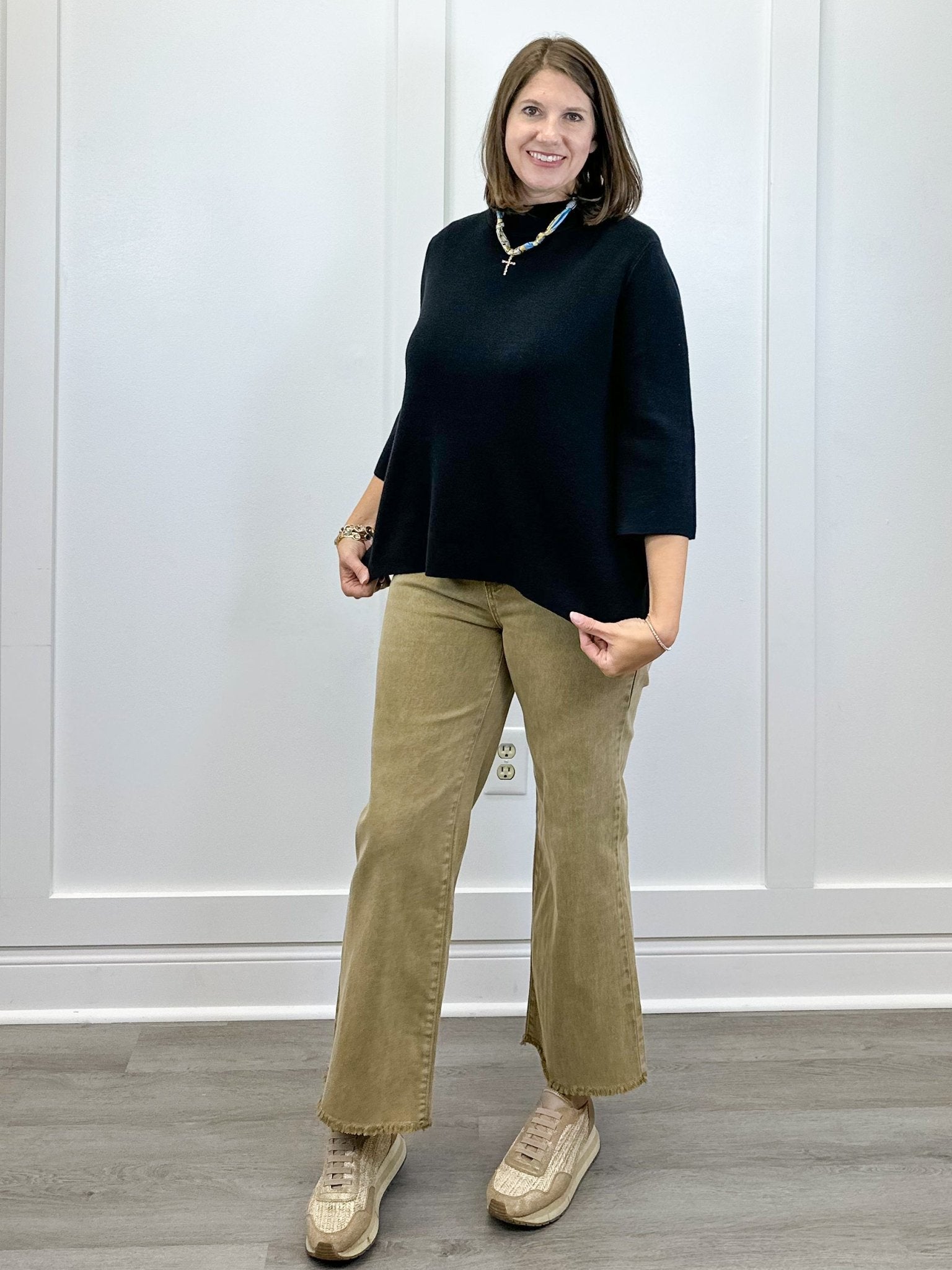 Mock Neck Pull Over Sweater - Black Sweaters FATE