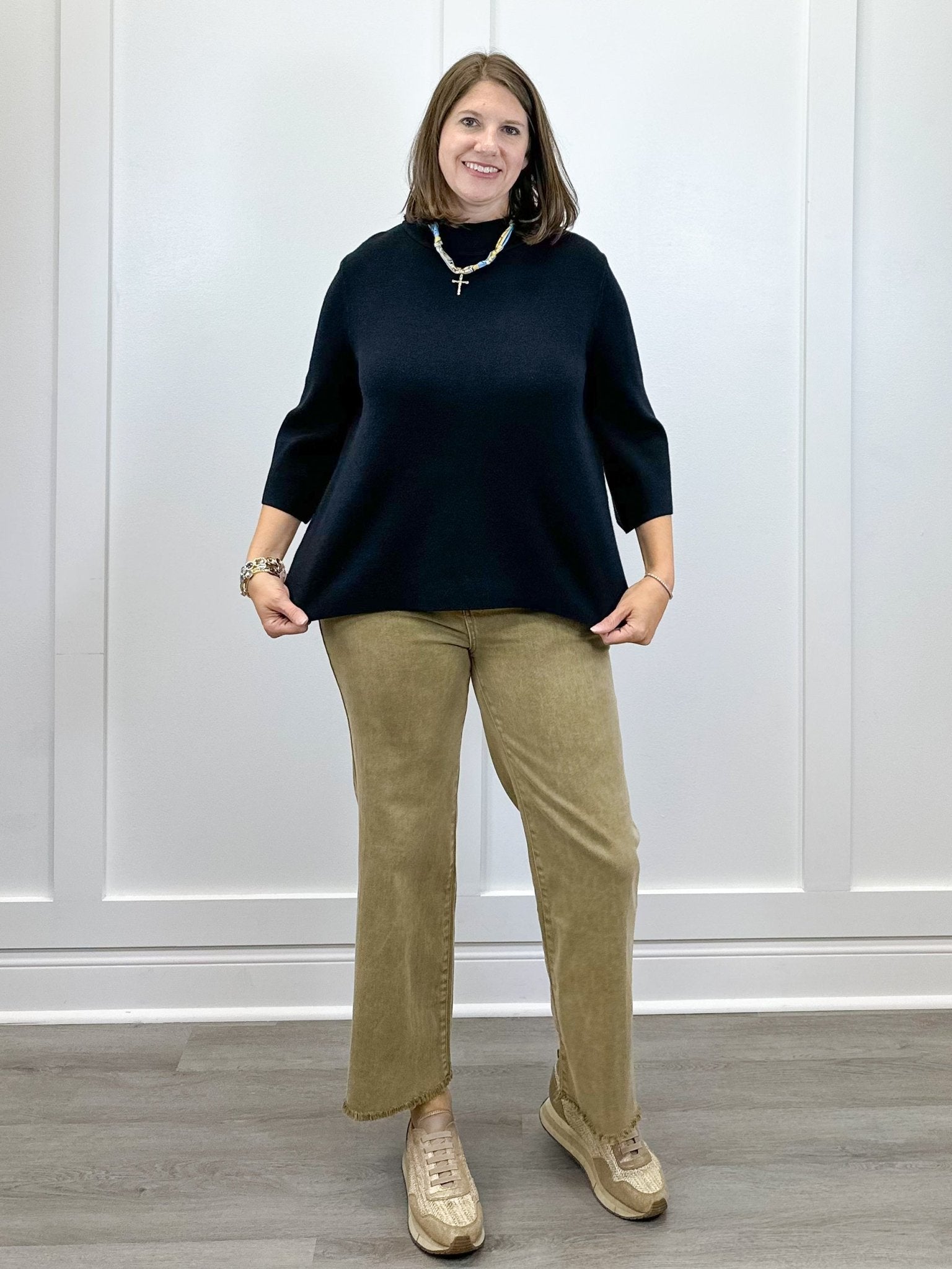Mock Neck Pull Over Sweater - Black Sweaters FATE