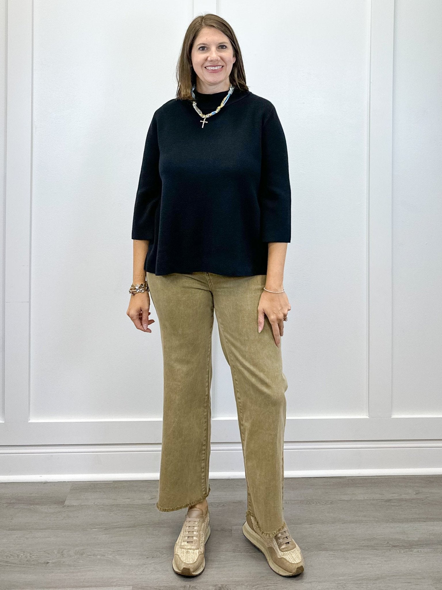 Mock Neck Pull Over Sweater - Black Sweaters FATE