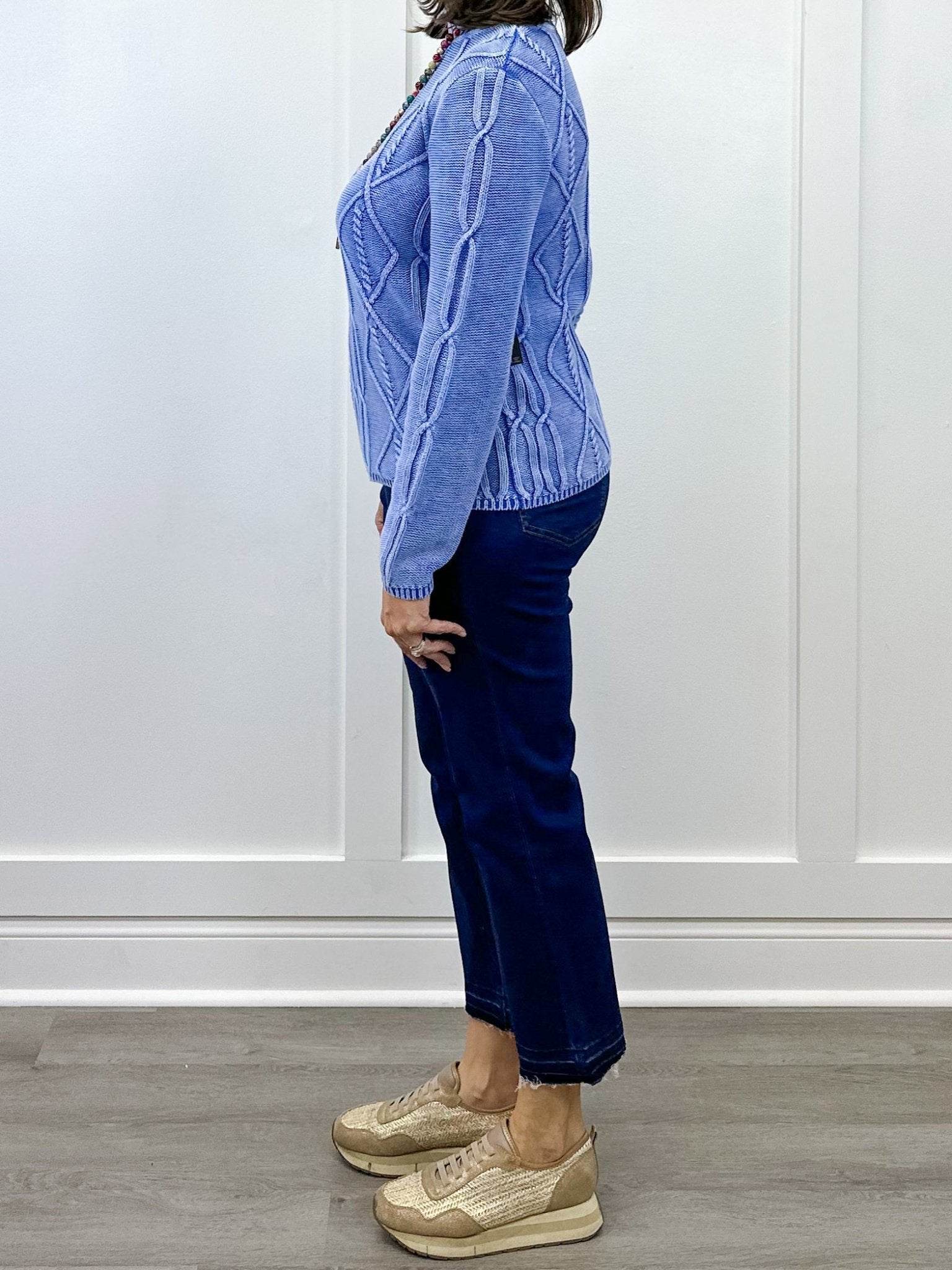 Mock Neck Sweater w/ Special Wash - Ultra Blue Sweaters Tribal