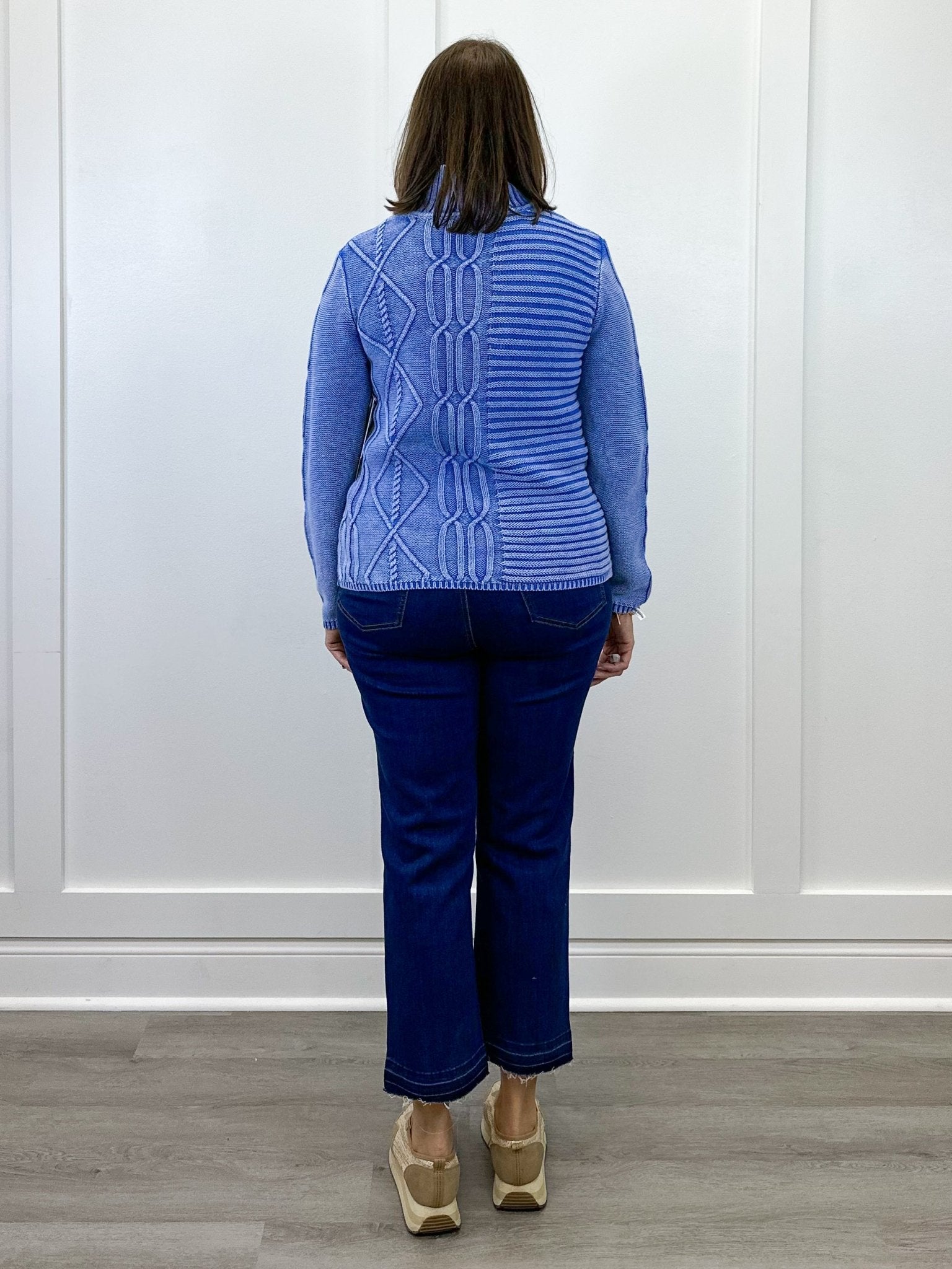 Mock Neck Sweater w/ Special Wash - Ultra Blue Sweaters Tribal
