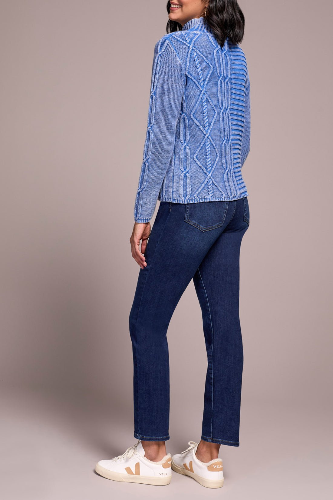 Mock Neck Sweater w/ Special Wash - Ultra Blue Sweaters Tribal