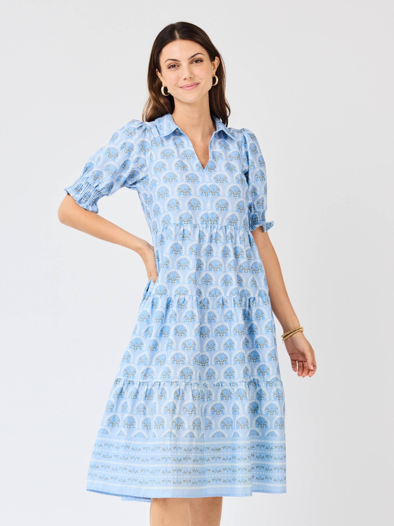 Molly Dress - Sun Shower Flora Blue  Sugar Babies Children's  Boutique/Meg's Shoppe