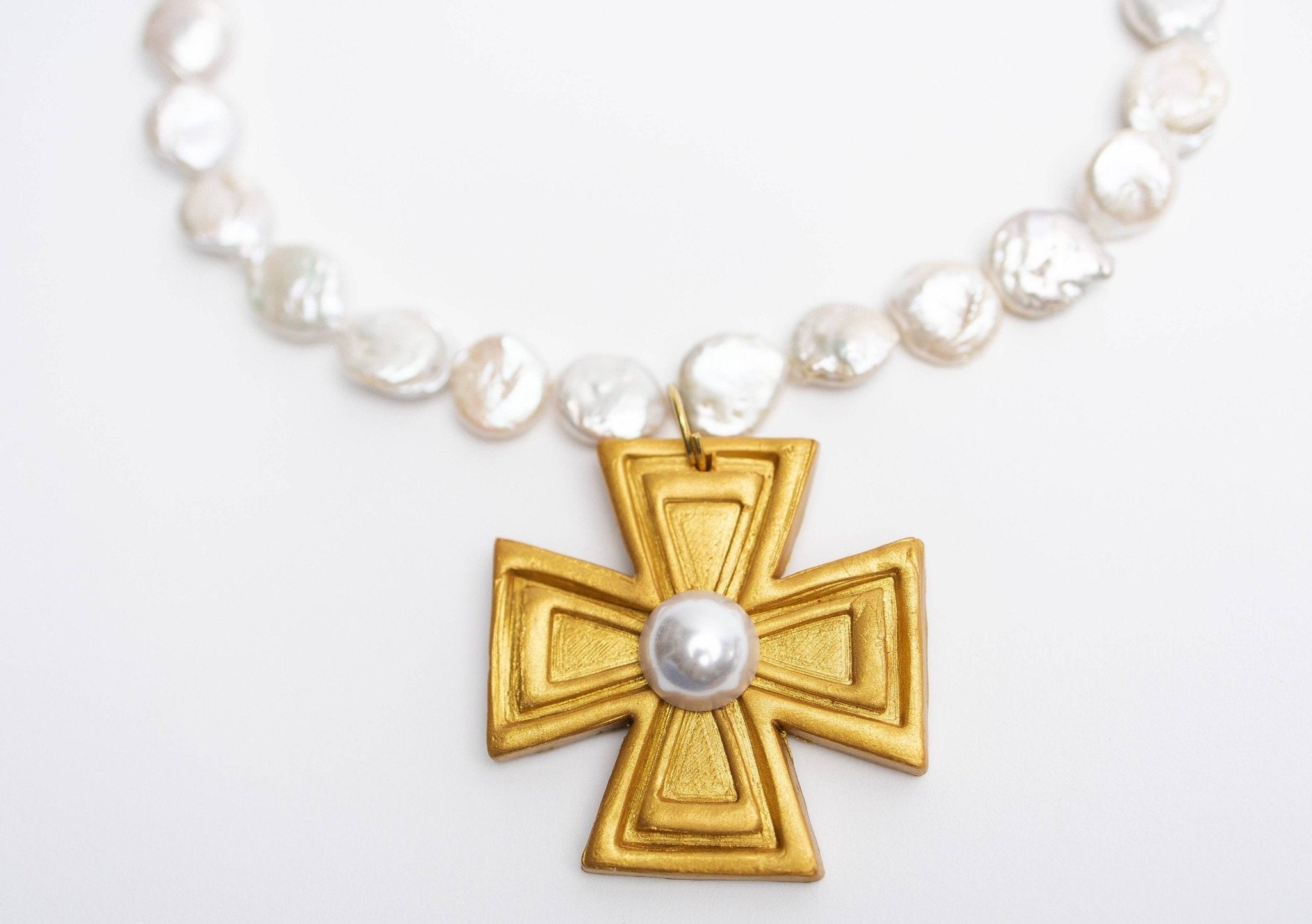 Mother of Pearl with Pearl Anna Cross Necklaces Hidden Truth Jewelry