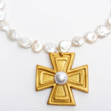 Mother of Pearl with Pearl Anna Cross Necklaces Hidden Truth Jewelry