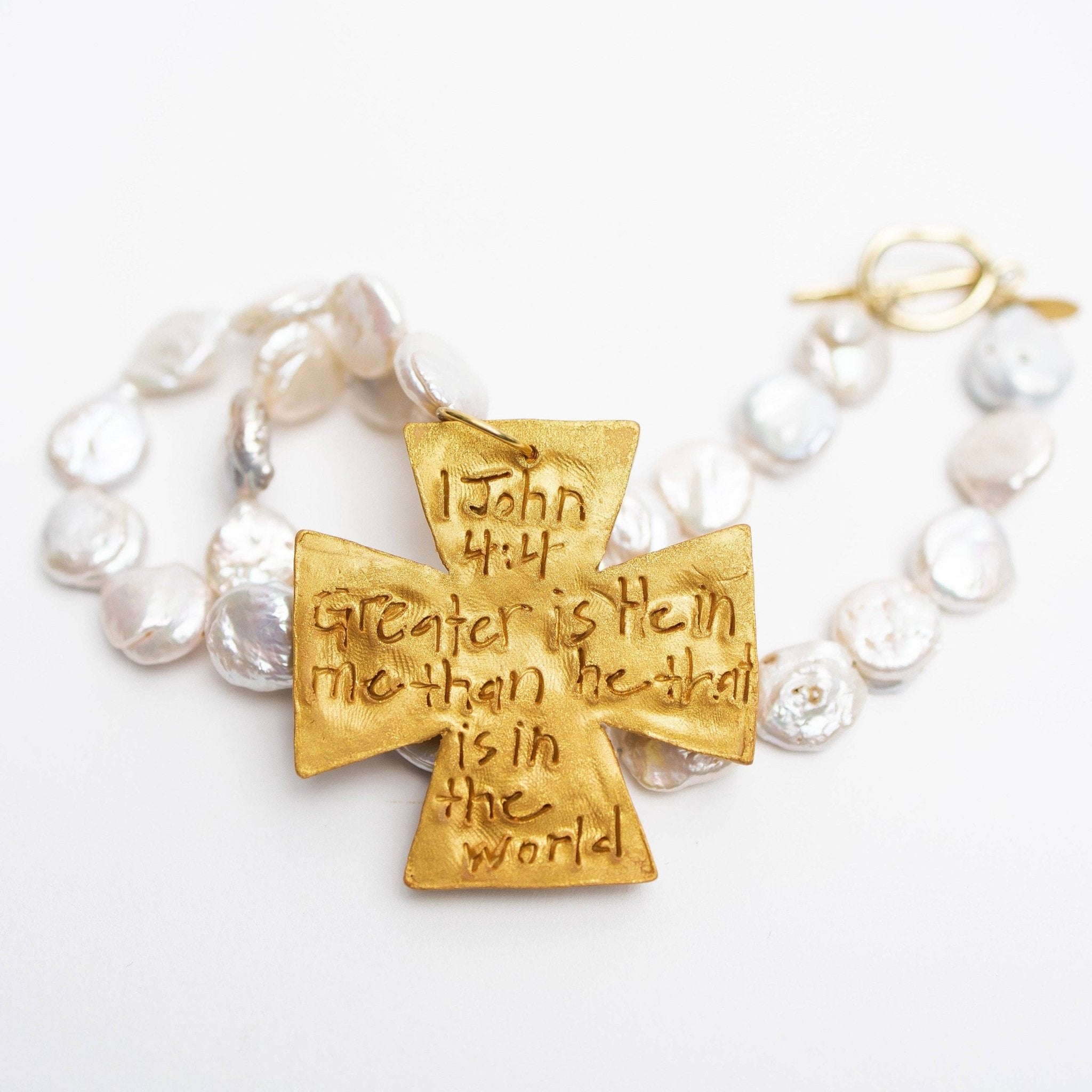 Mother of Pearl with Pearl Anna Cross Necklaces Hidden Truth Jewelry