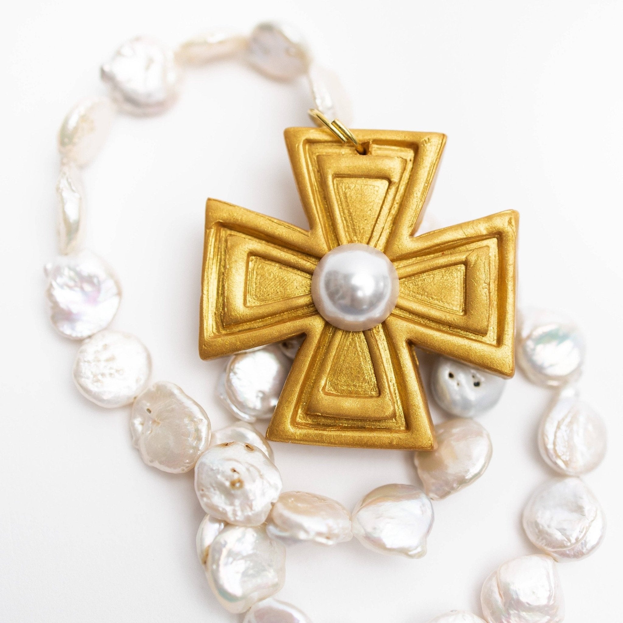 Mother of Pearl with Pearl Anna Cross Necklaces Hidden Truth Jewelry