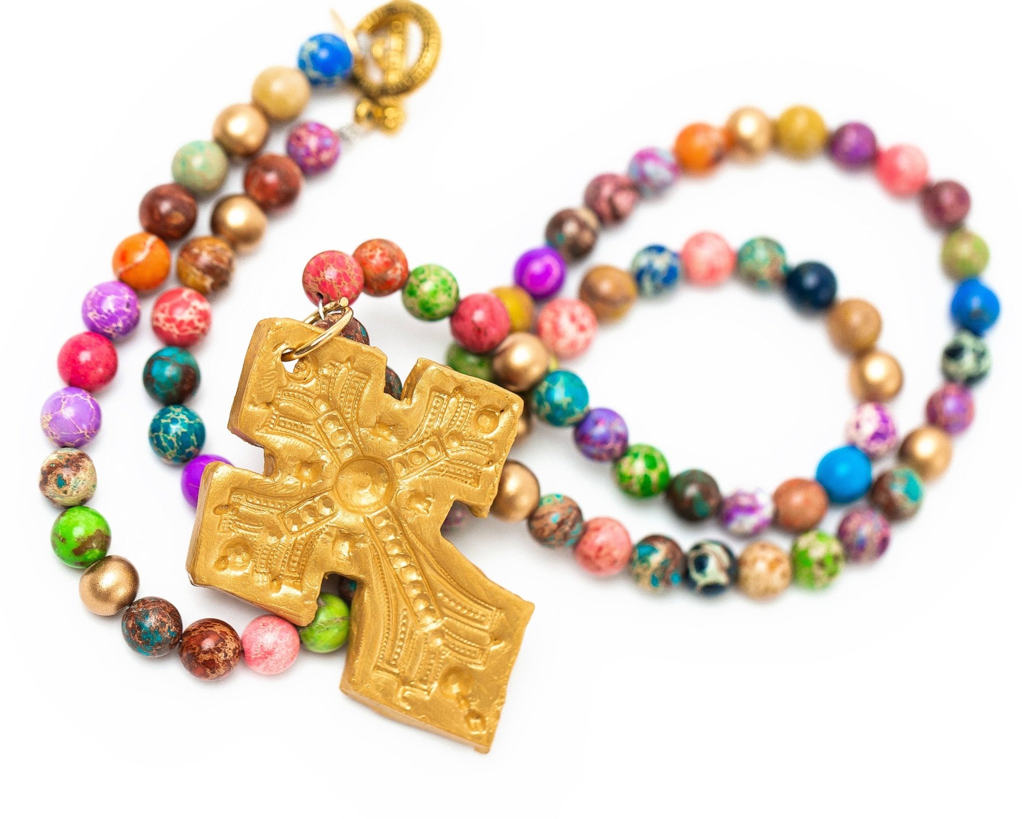 Multicolored Sea Jasper with Amy Cross Necklaces Hidden Truth Jewelry