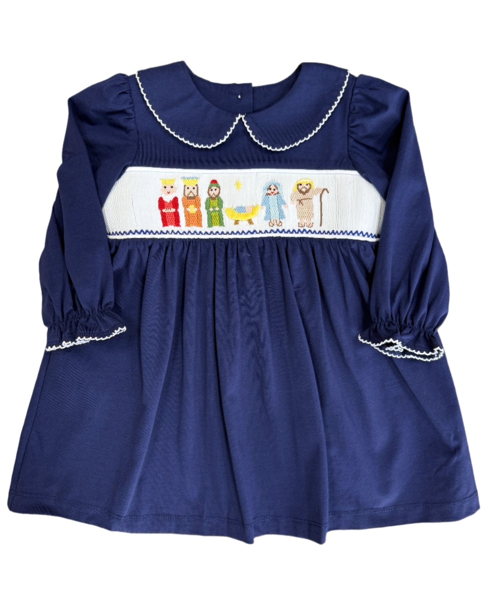 Nativity Smocked L/S Dress Girls Occasion Dresses Three Sisters