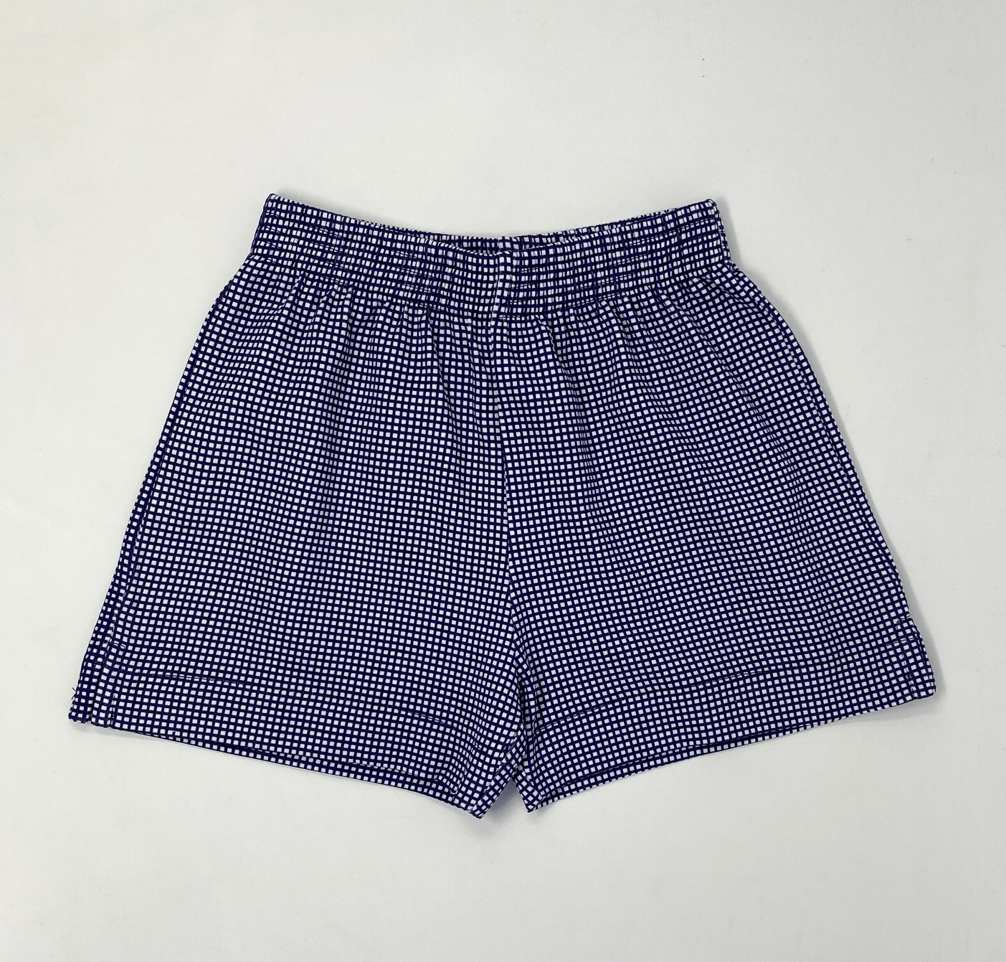 Navy Gingham Print Shorts w/ Slit Boys Shorts Luigi