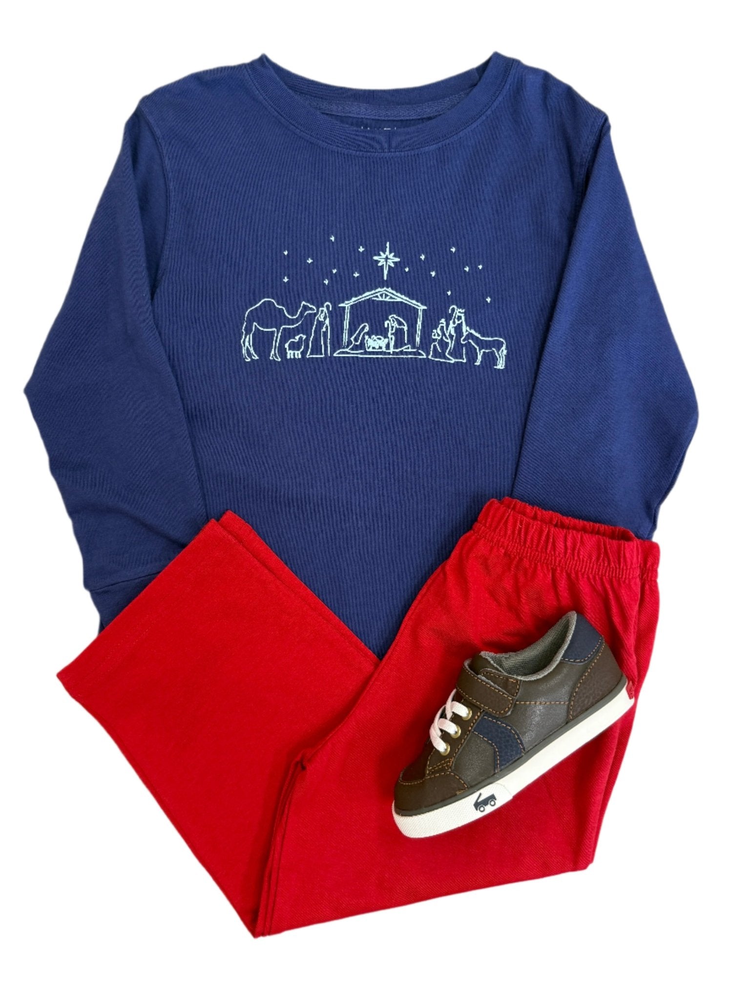 Navy w/ Lt. Blue Nativity LS T-Shirt Boys Tees Mustard & Ketchup