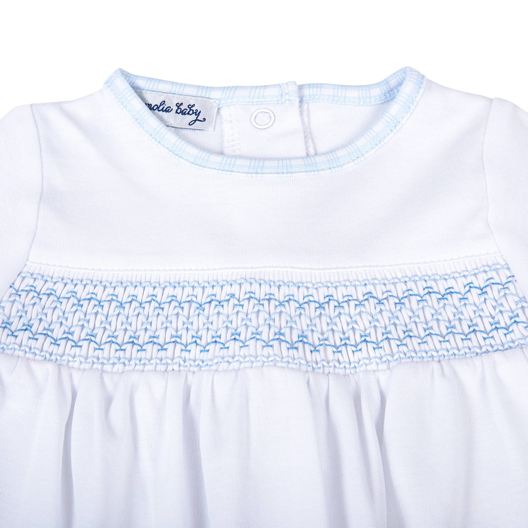 New Beginnings Blue Smocked Footie - Lt. Blue Baby Sleepwear Magnolia Baby