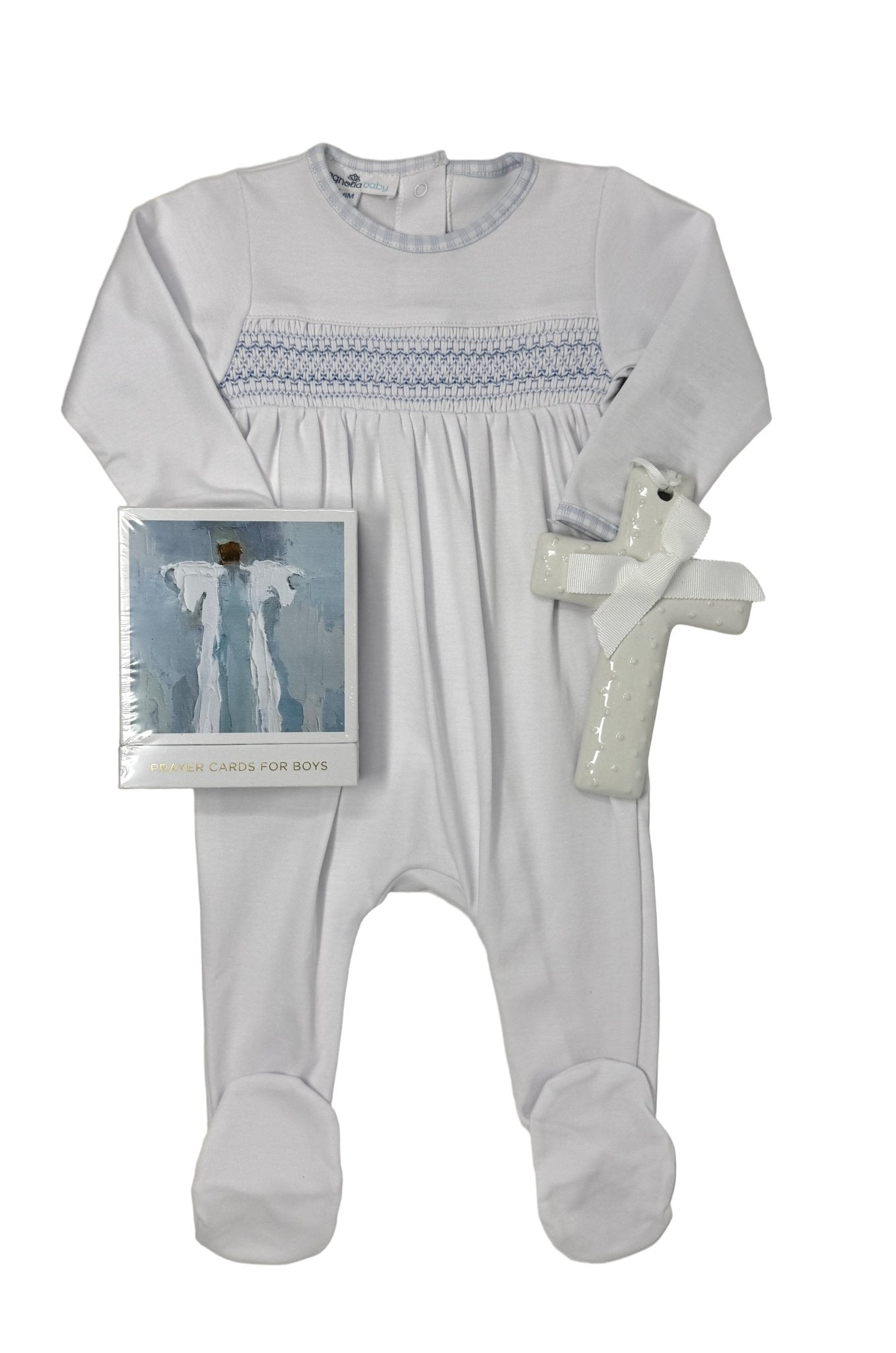 New Beginnings Blue Smocked Footie - Lt. Blue Baby Sleepwear Magnolia Baby