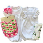 New Beginnings Pink Smocked Gathered Gown - Pink Baby Sleepwear Magnolia Baby