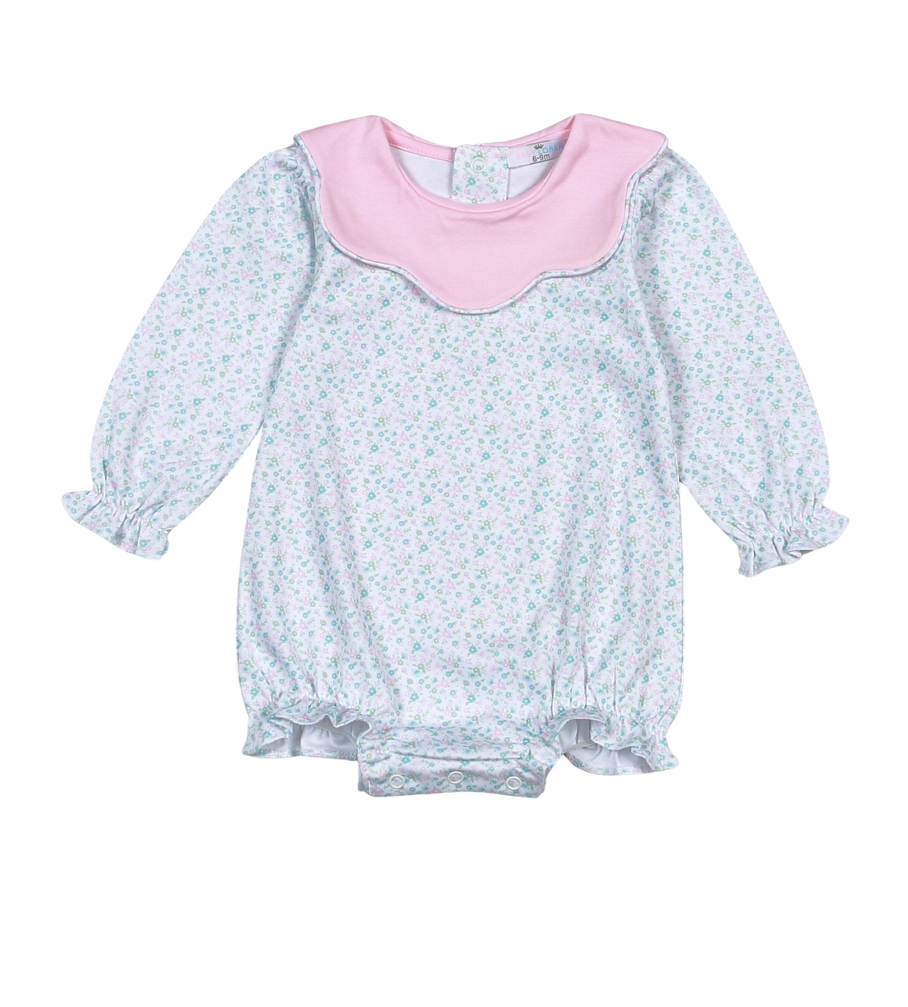 Nicolle Scallop Pima Ruffled Pima Bubble Girls Bubbles + Rompers Baby Loren