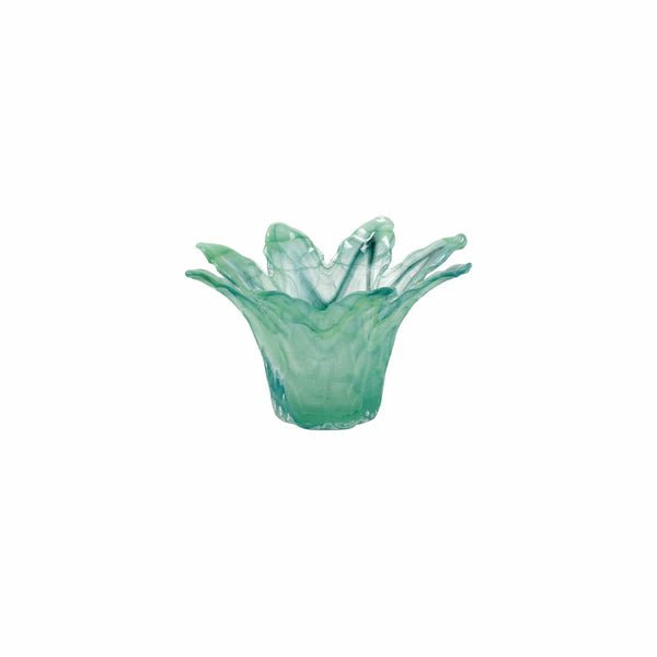Onda Glass Green Small Leaf Centerpiece Home Decor Vietri