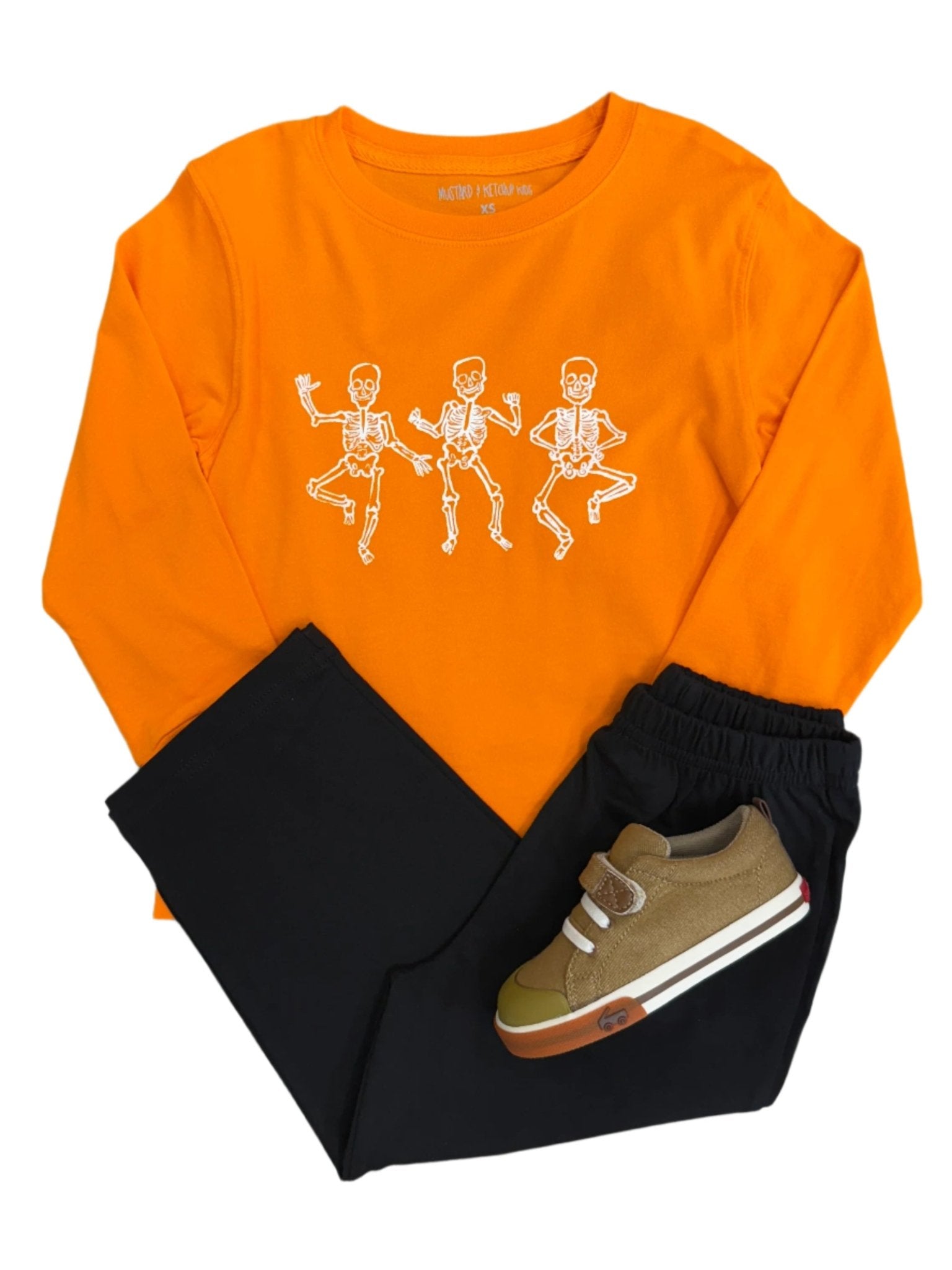 Orange Skeleton LS T-Shirt Boys Tees Mustard & Ketchup
