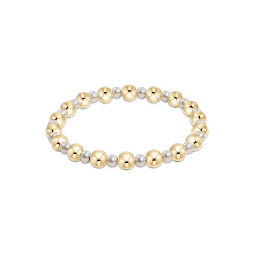 Pearl Grateful Pattern 4mm Bead Bracelet - 6mm Gold Bracelets enewton