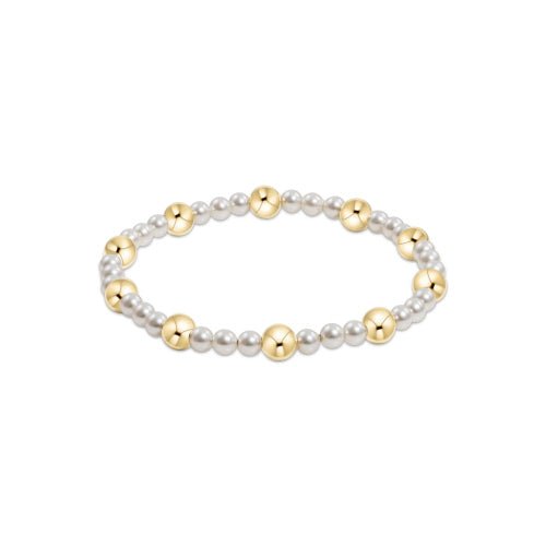 Pearl Sincerity Pattern 4mm Bead Bracelet - 6mm Gold Bracelets enewton