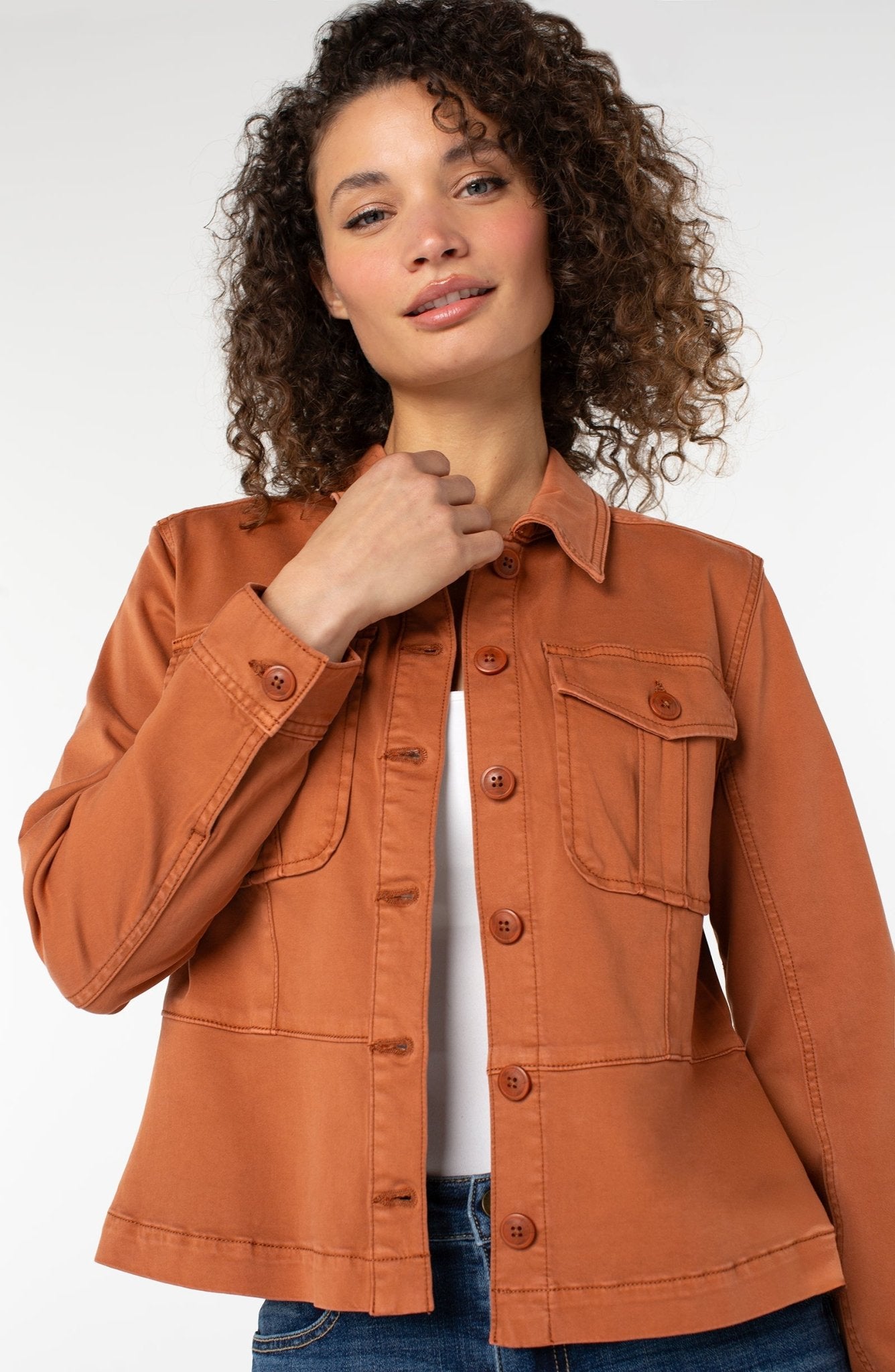 Peplum Hem Trucker Jacket - Ginger Spice Outerwear Liverpool