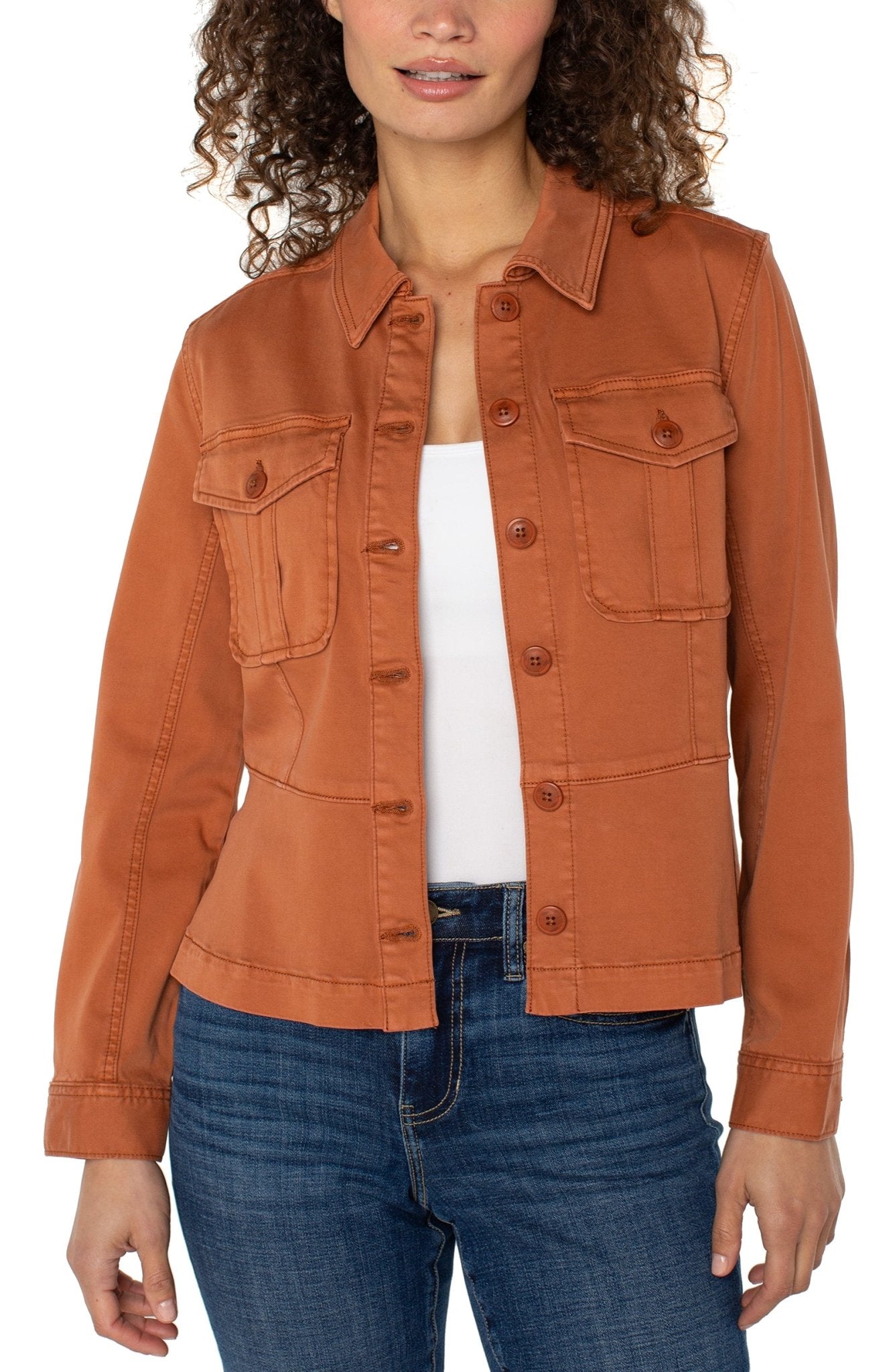 Peplum Hem Trucker Jacket - Ginger Spice Outerwear Liverpool