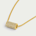 Petit Pave Mini Tube Necklace - Gold/White Topaz Necklaces Dean Davidson