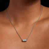 Petit Pave Mini Tube Necklace - Silver/White Topaz Necklaces Dean Davidson