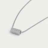 Petit Pave Mini Tube Necklace - Silver/White Topaz Necklaces Dean Davidson