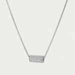 Petit Pave Mini Tube Necklace - Silver/White Topaz Necklaces Dean Davidson