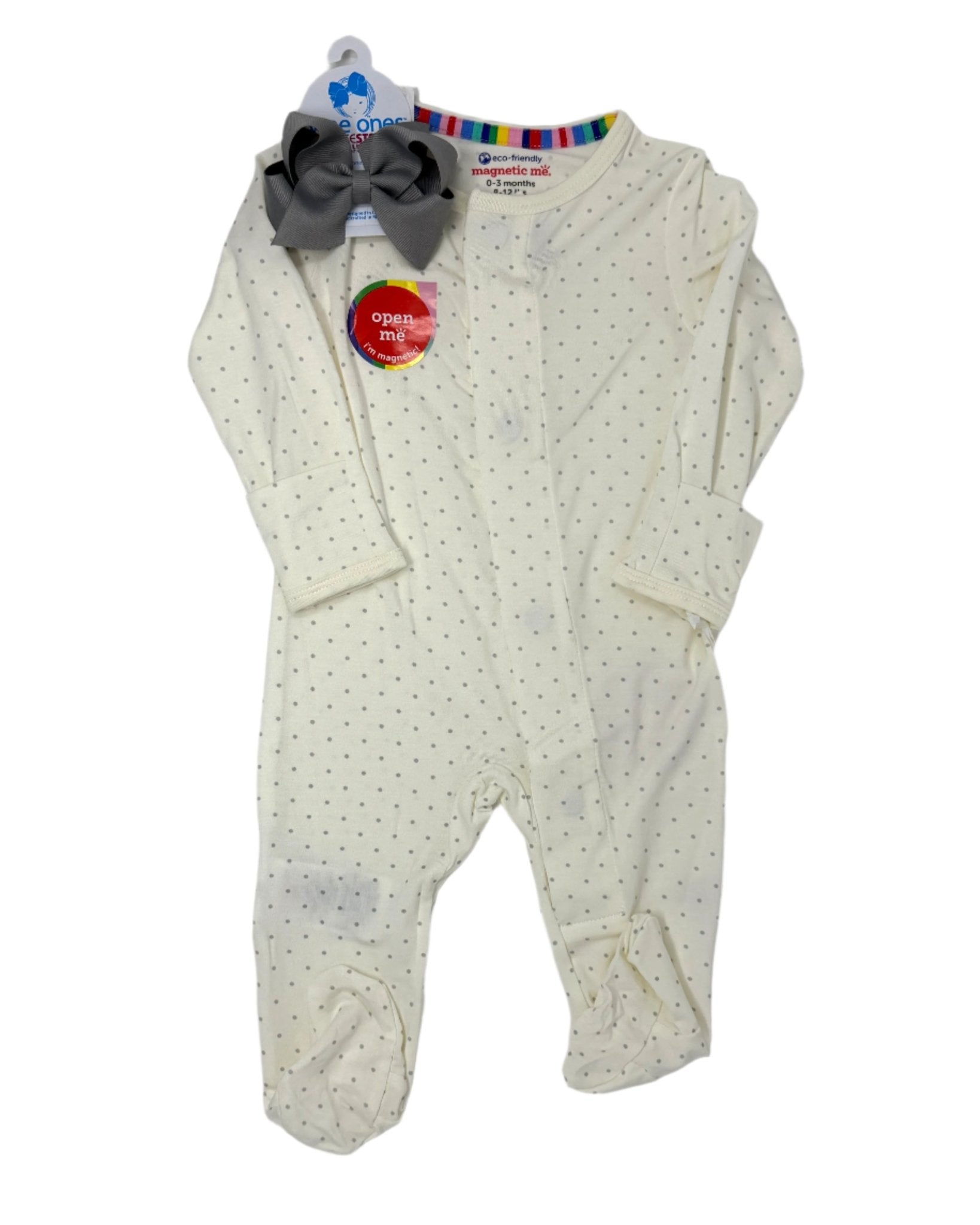 Pin Dot Cream Modal Footie Baby Sleepwear Magnetic Me