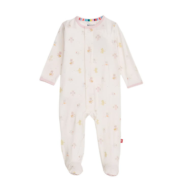 Pink Baby Beats Modal Footie Baby Sleepwear Magnetic Me