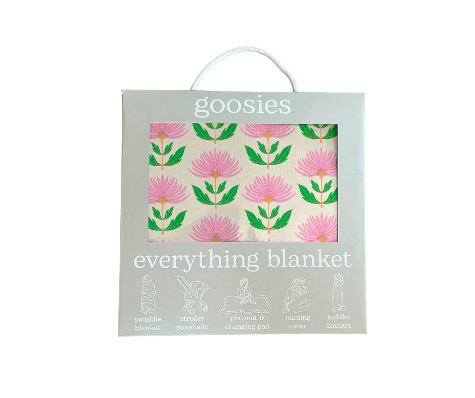 Pink Block Print Flowers - Everything Blanket Baby Accessories Goosies