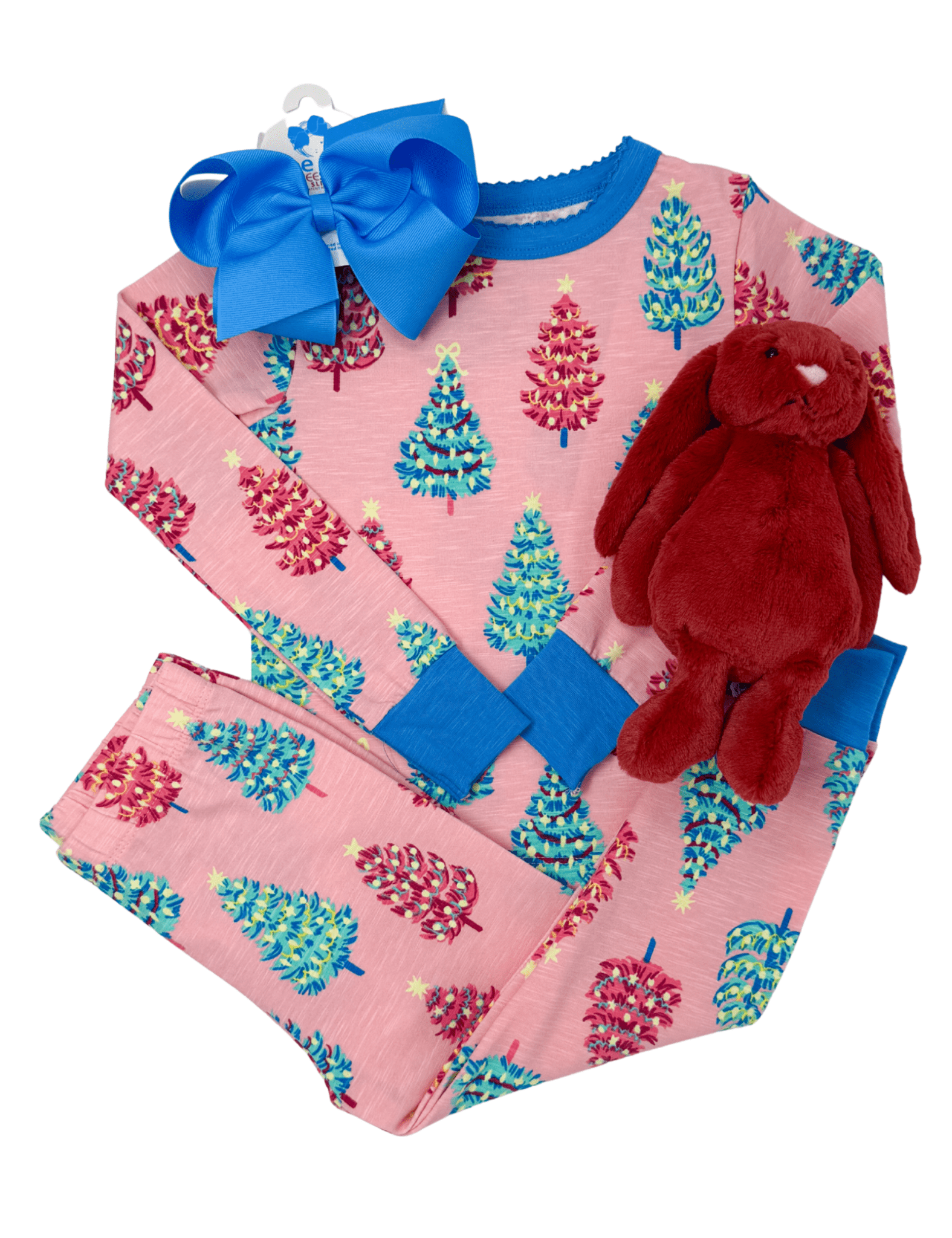 Pink Bottle Brush Trees Stretch Cotton Pajama Set Kids Pajamas Hatley