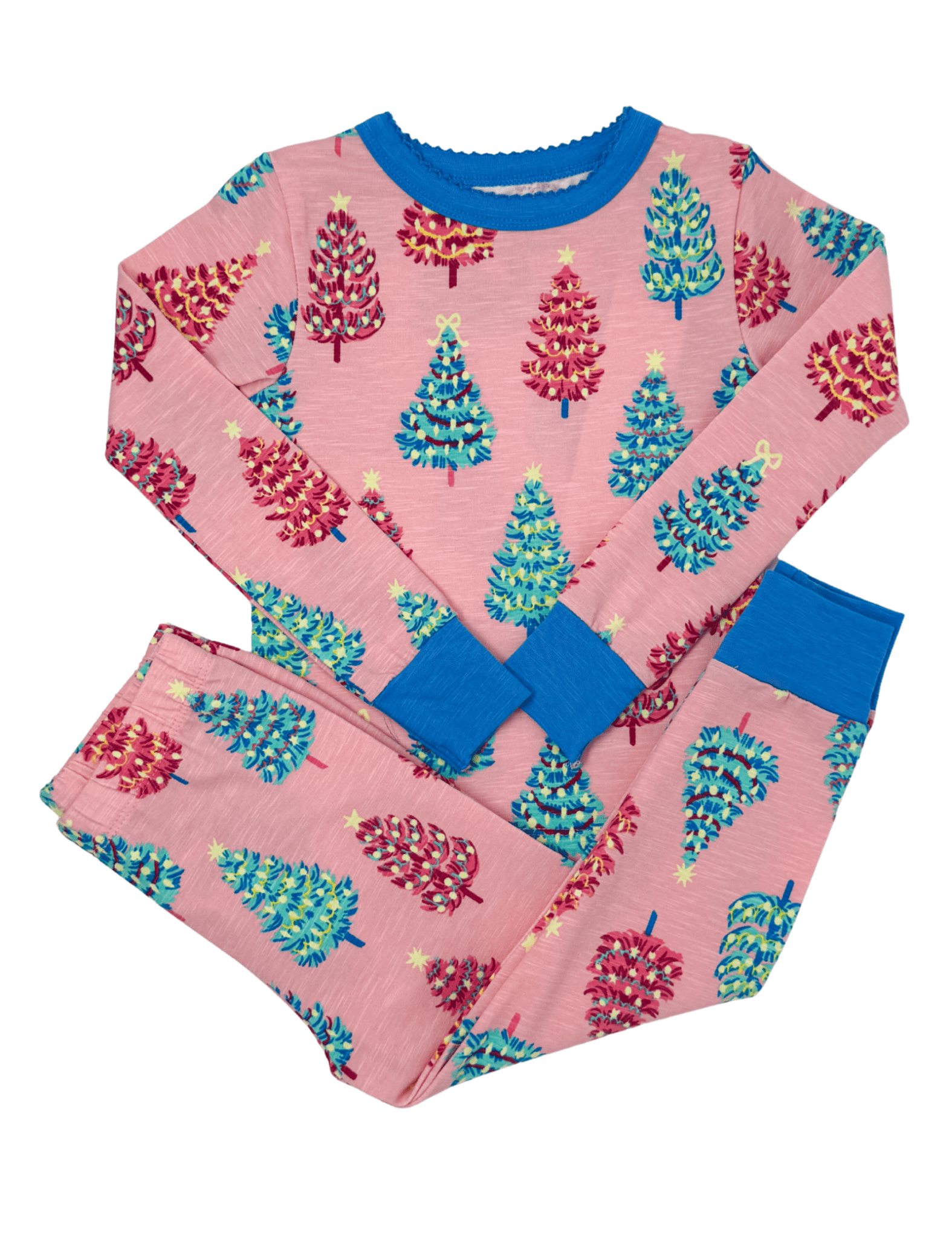 Pink Bottle Brush Trees Stretch Cotton Pajama Set Kids Pajamas Hatley
