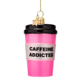 Pink Coffee Mug Glass Ornament Seasonal Vondels