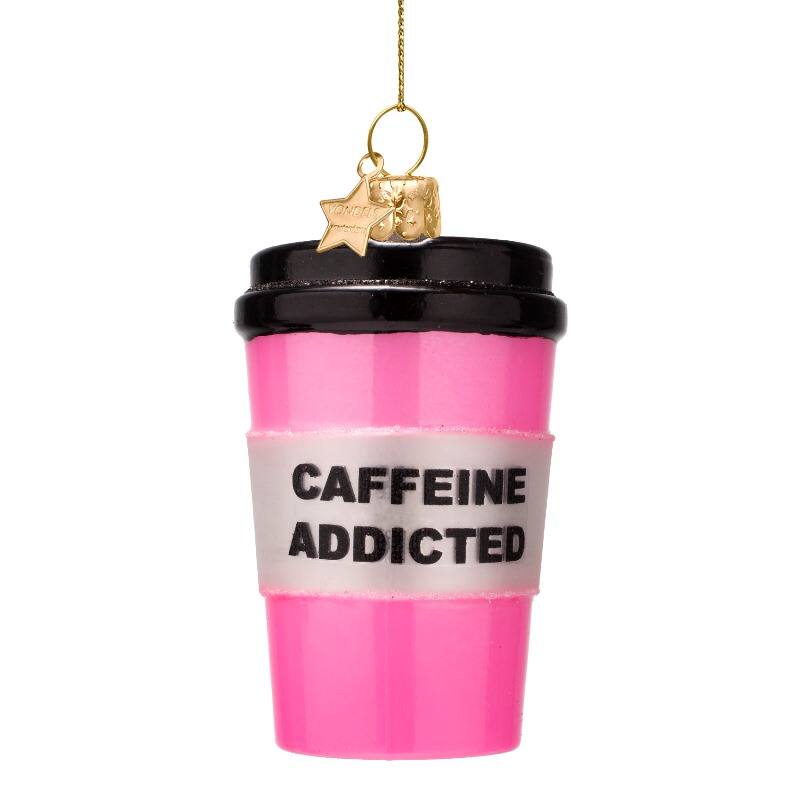 Pink Coffee Mug Glass Ornament Seasonal Vondels