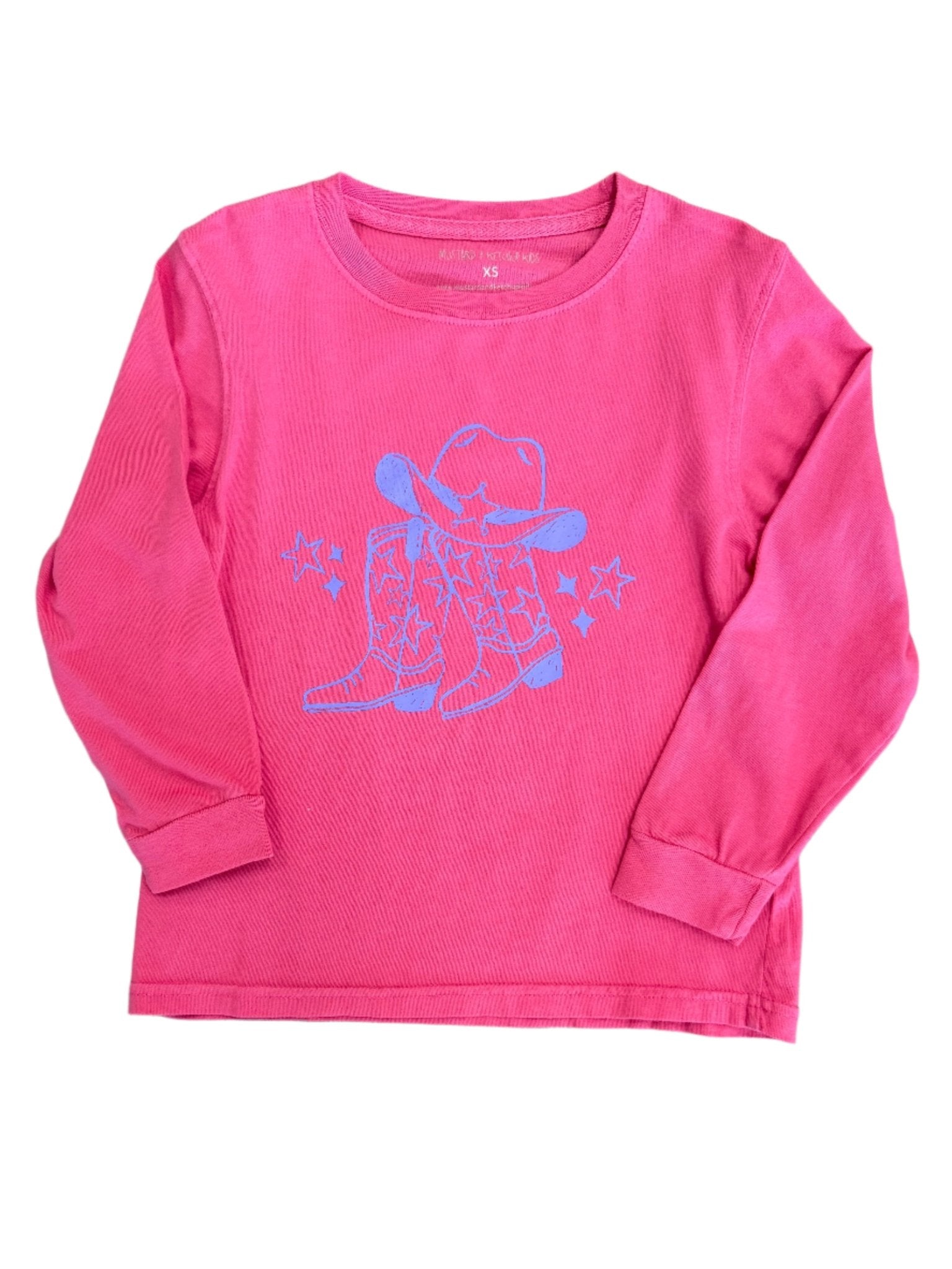 Pink Cowgirl Boots Era LS T-Shirt Girls Tops + Tees Mustard & Ketchup