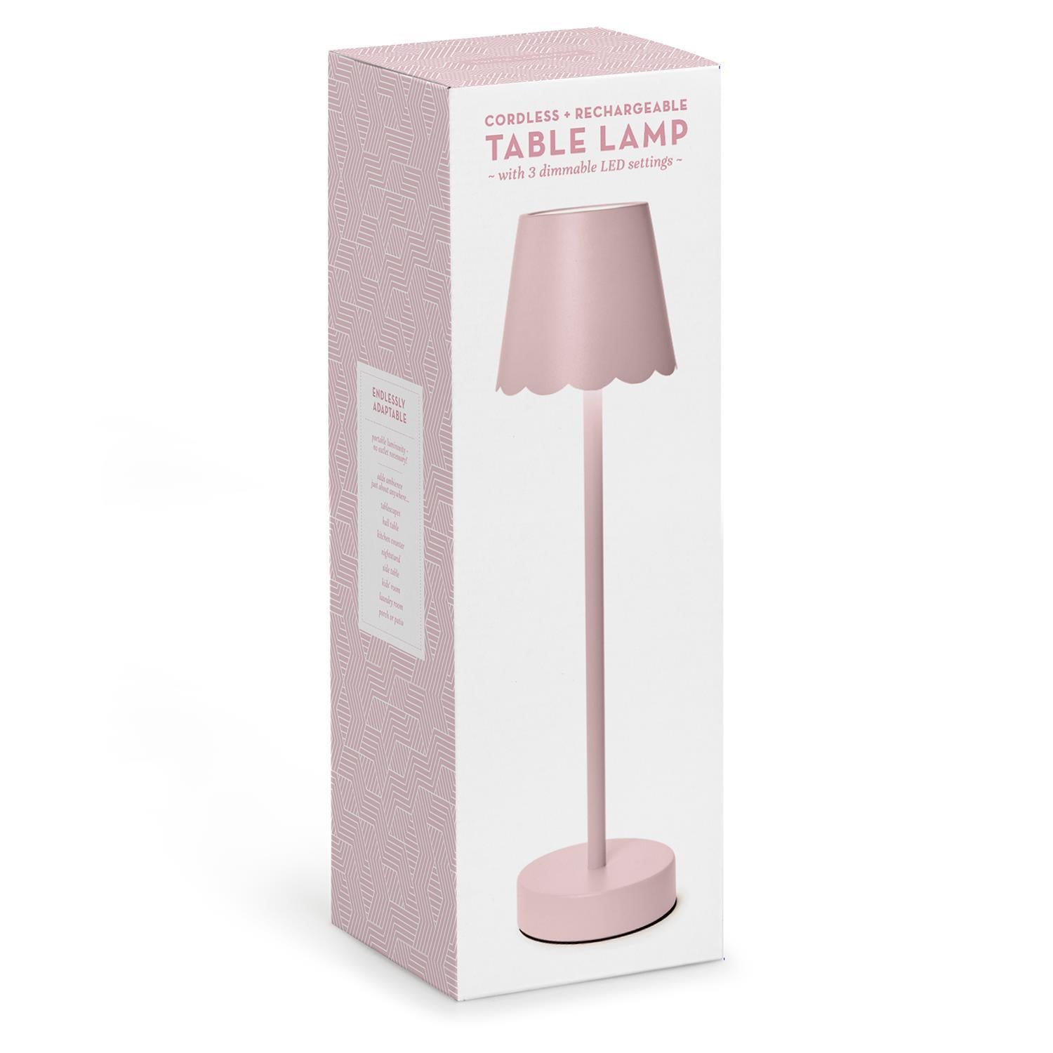 Pink LED Cordless Table Lamp with Scalloped Edge Shade Home Decor Two's Company