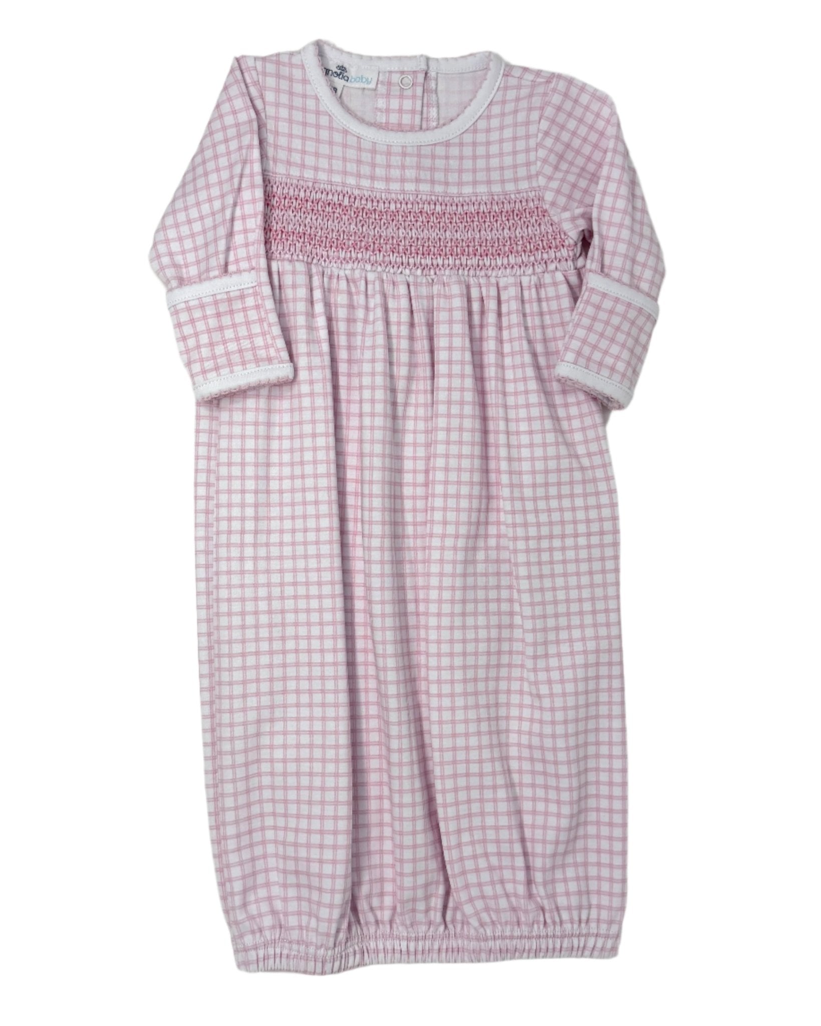Pink Peek-a-Boo Wishes Smocked Gathered Gown Baby Sleepwear Magnolia Baby